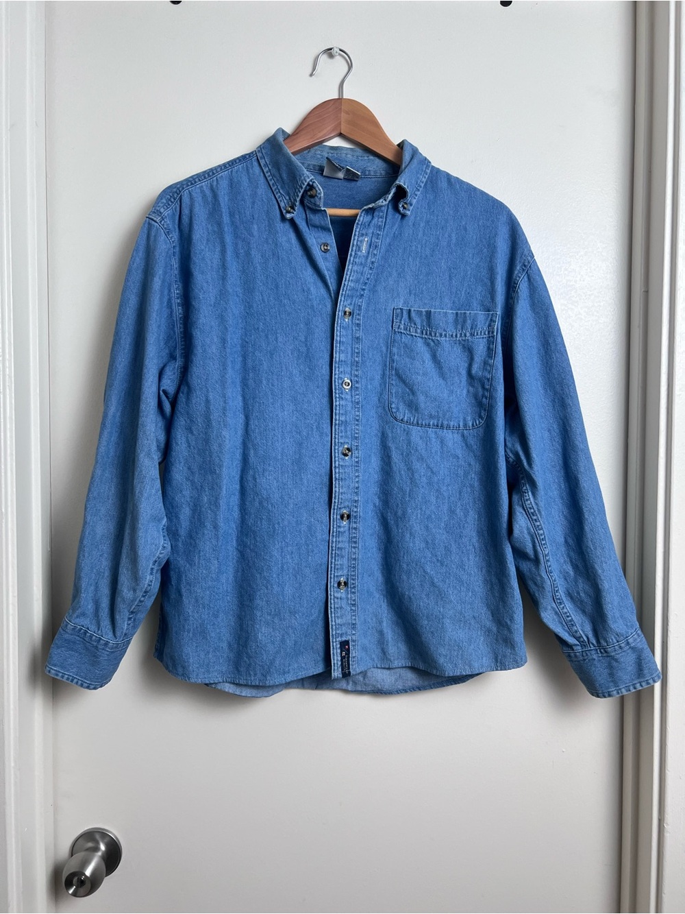 Port & Company Denim Chambray Button Down Shirt Men’s M Blue